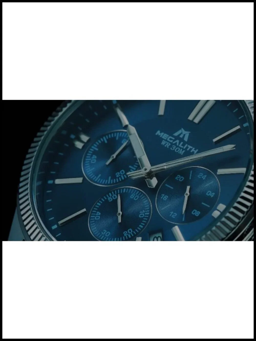 Mens Silver Chronograph Dress Watch Stainless Steel Date 40mm